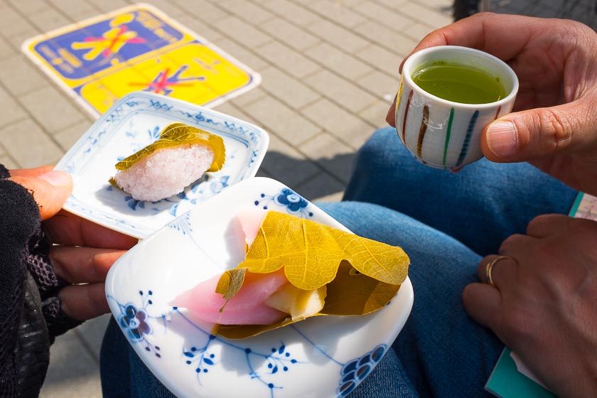 Traditional Japanese sweets, Amazakeyokocho Street, Ningyocho, Nihonbashi, Tokyo.