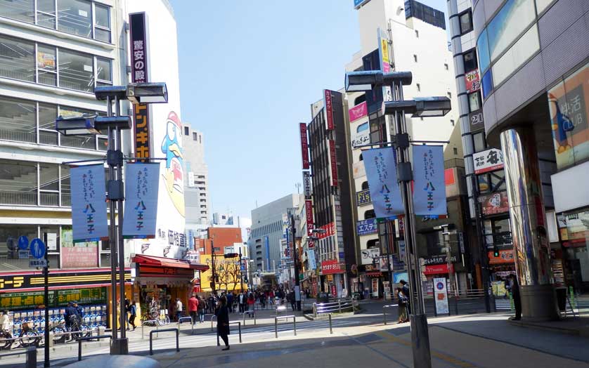 Nishi Hoshasen You Road with Hachioji Station in the background, Hachioji.