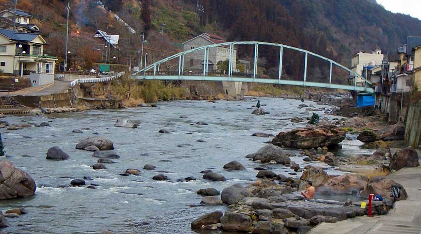 Yakushinoyu river onsen hot spring bath, Amagase, Oita Prefecture.