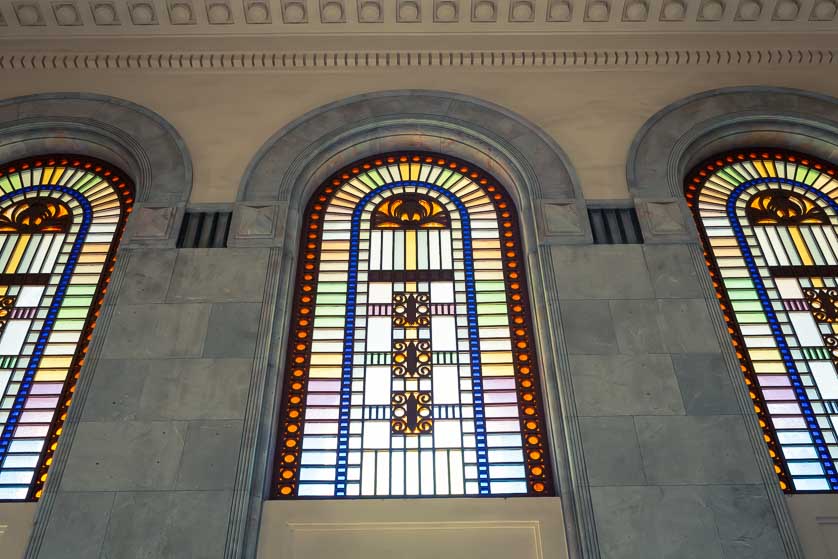 Stained glass window, Kaigakan Meiji Memorial Picture Gallery, Kasumigaoka, Tokyo.