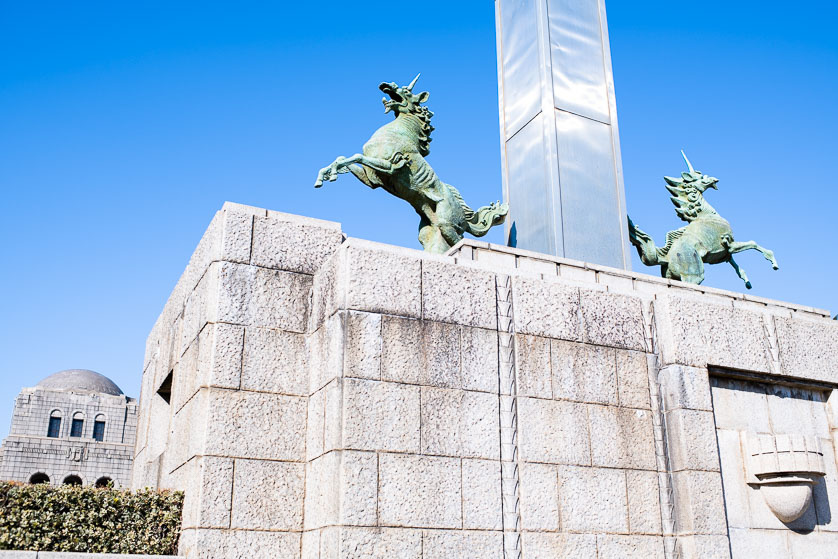 Statue in front of the Kaigakan Meiji Memorial Picture Gallery, Kasumigaoka, Tokyo.