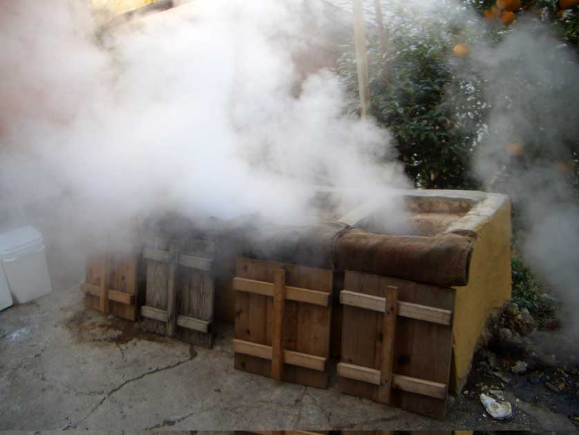 Steam rising in Kannawa, Beppu, Oita.