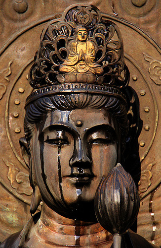 A Sho Kannon statue at a small rural Zen temple in Iwami, Shimane.