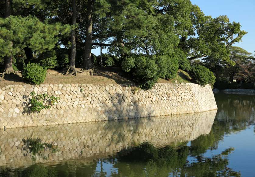 Kuwana Castle ruins walls and moat, Mie Prefecture.