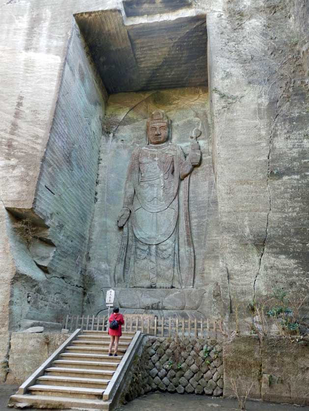 The Hyaku-shaku Kannon, Mount Nokogiri, Chiba Prefecture, Japan.