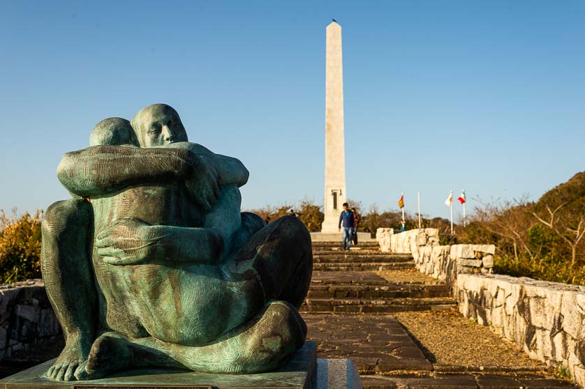 Mexico Memorial Park, with 'El Abrazo' sculpture by Rafael Guerrero Morales.