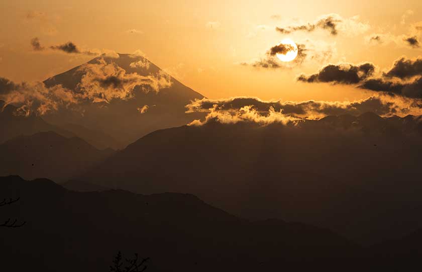 Sunset on Mount Fuji.