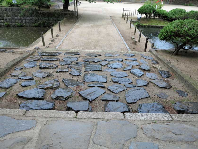 Stone steps at Tsuchiura-jo, Ibaraki Prefecture, Japan.