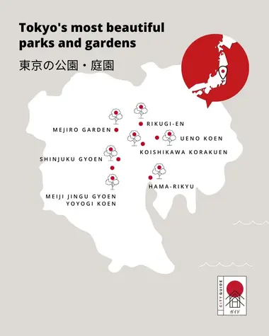 A map of the parks and gardens