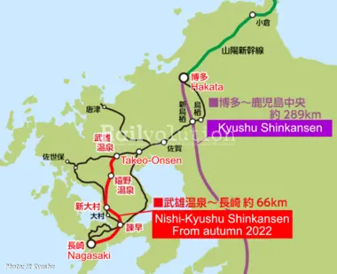 Nishi-Kyushu Shinkansen map