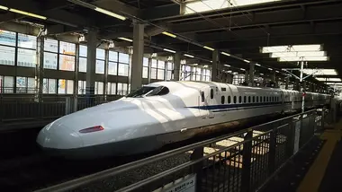 The Sanyo Shinkansen going from Hiroshima to Yamaguchi