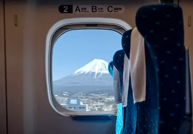 Shinkansen passant devant le Mont Fuji 