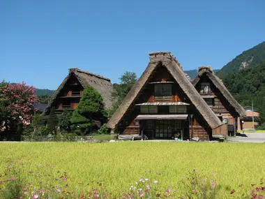 Des maisons de village gassho-zukuri.