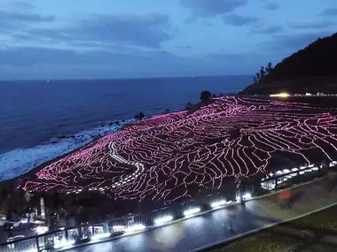 "Senmaida" rice terraces, illuminated at night