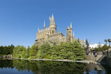 Hogwarts castle in Harry Potter section of Universal Studios Entertainment Park in Osaka, Japan