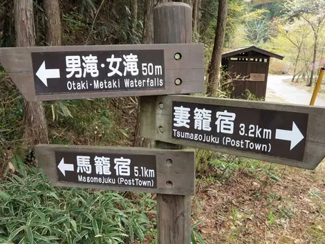 Signs marking the Magome-Tsumago Trail