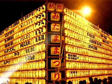 The twenty thousand lights that illuminate the Yasukuni Jinja in Tokyo to give their name Mitama Matsuri festival lanterns.