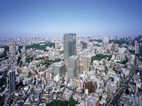 Tokyo Midtown from the sky: for jogging in the middle of the buildings.