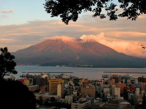 La vue sur le Sakurajima depuis le Shiroyama