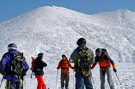 Skiers on Mount Hakkoda