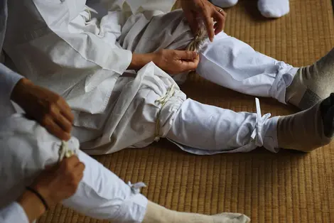 Preparation for the hike in the sacred mountains of Dewa Sanzan