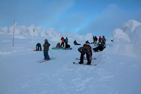 Au départ de la piste de ski de Zao onsen