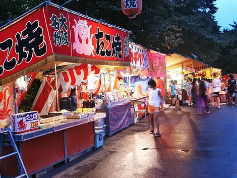 The street food stands of a festival