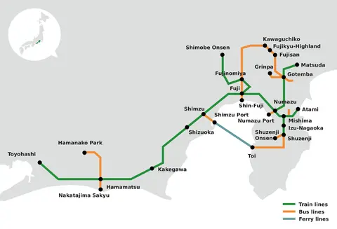 fuji shizuoka regional pass network map