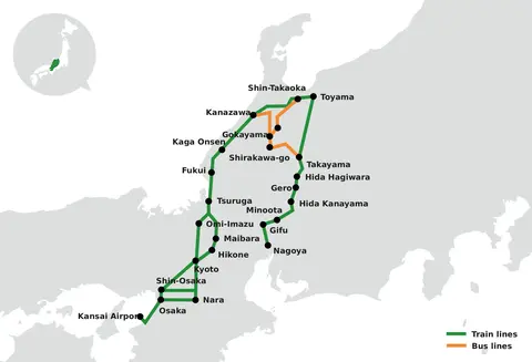 takayama hokuriku tourist pass regional network map