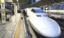 A shinkansen train in tokyo station