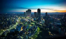 Vista aérea de Nagoya de noche