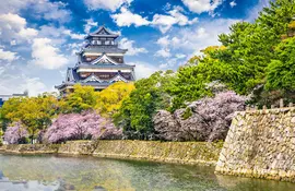 Hiroshima castle, famous for cherry blossom