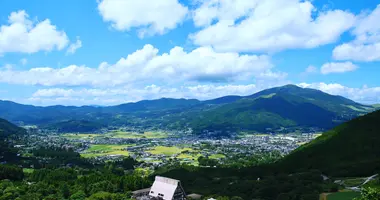 Japanese countryside and mountains around Yufuin on Kyushu Island