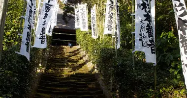 Los escalones cubiertos de musgo te llevan hasta el templo Sugimoto-dera