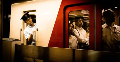 Rush hours at train station in Japan