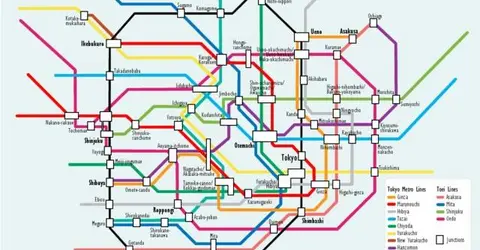 Mappa della metropolitana di Tokyo.