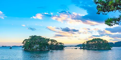 Matsushima Bay at dusk. One of the Three Views of Japan.