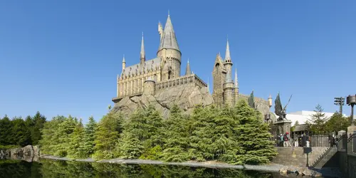 Hogwarts castle in Harry Potter section of Universal Studios Entertainment Park in Osaka, Japan