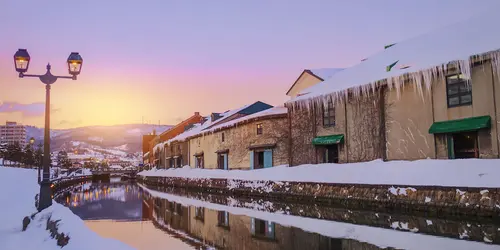 Otaru Flussdock im Winter in Hokkaido