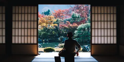Vue depuis le temple Tenryu-ji à Kyoto