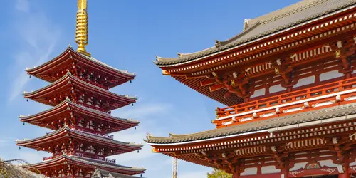 Asakusa's pagoda and Kaminarimon