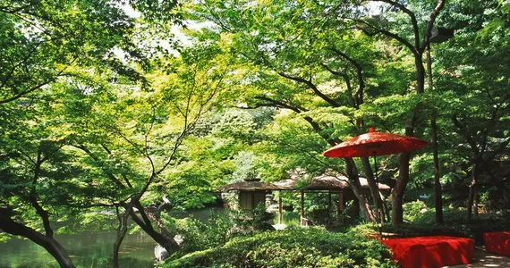 Le jardin Happô-en, dans l'arrondissement de Minato à Tokyo, offre un cadre à la fois bucolique et romantique pour les flâneries amoureuses